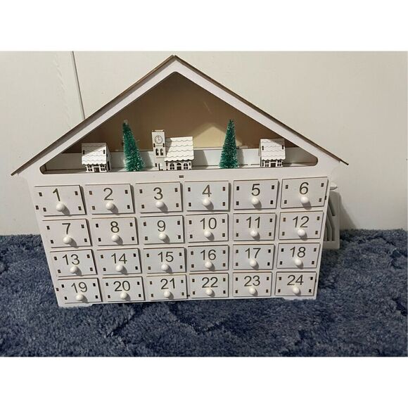 Handmade 24 Days of Christmas Holiday Wooden Drawers Advent Calendar Display - Picture 1 of 6